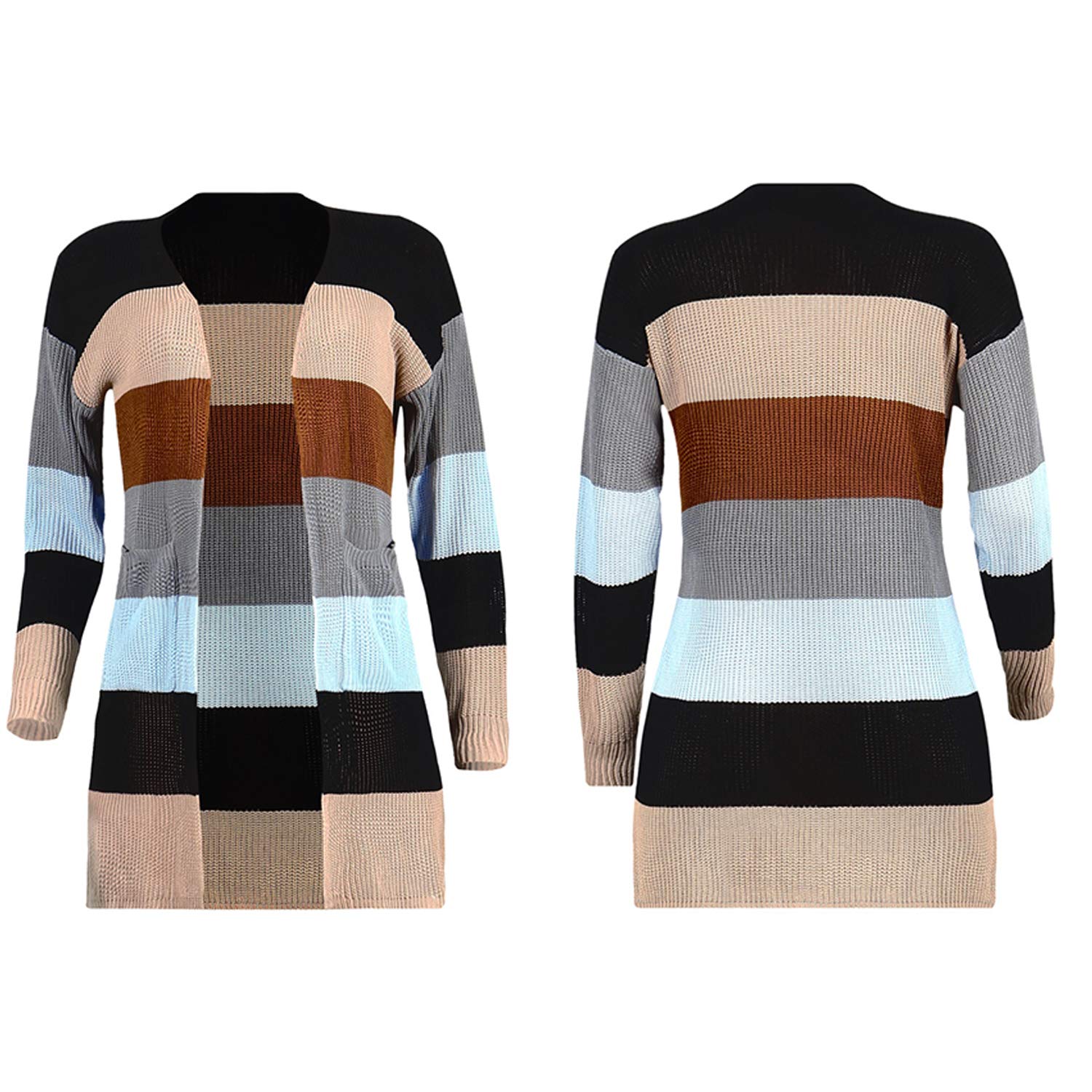 Foto 6 | Suéteres Tipo Cárdigan Ecowish, Ligeros, Con Bloques De Color, Para Mujer - Venta Internacional.