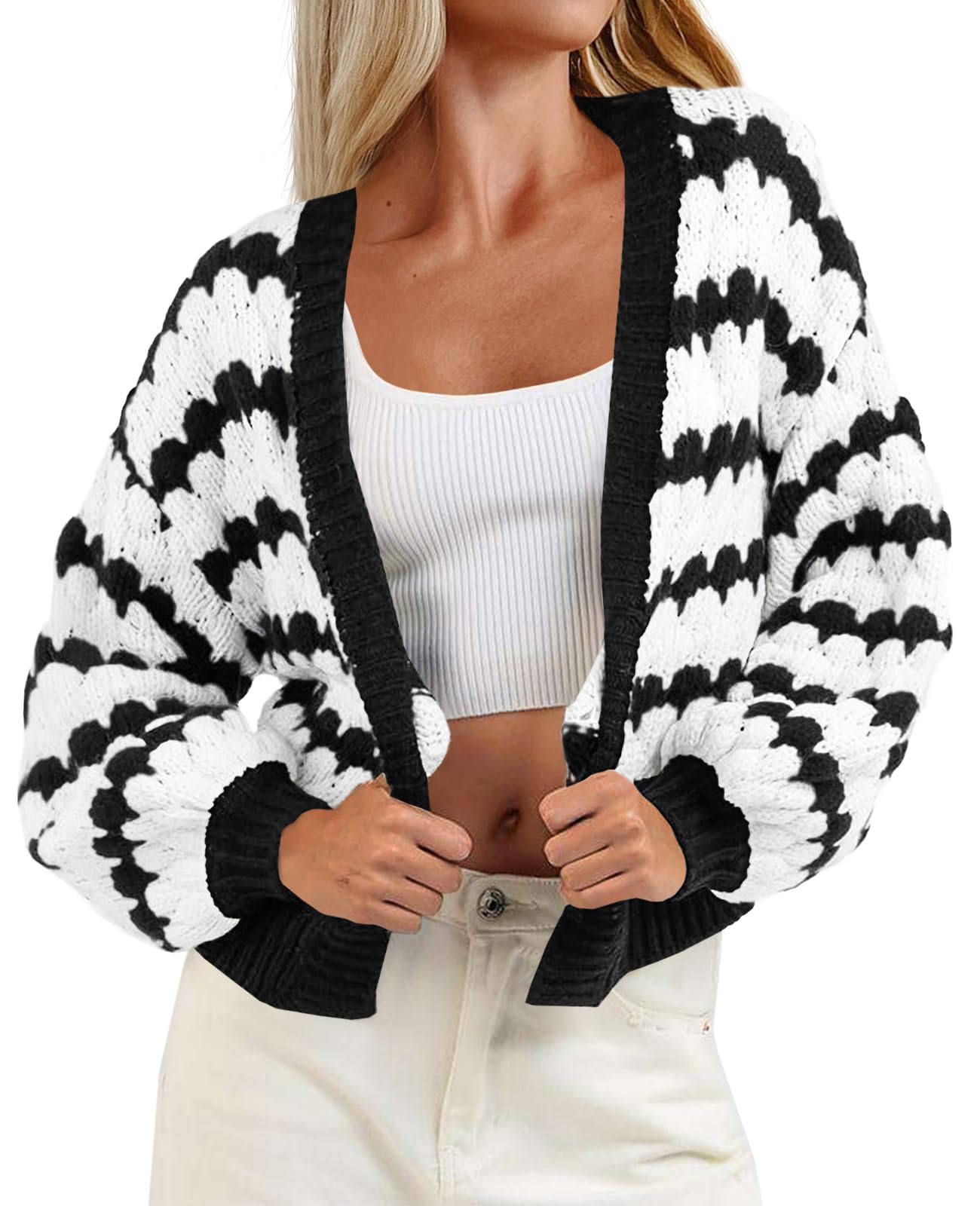 Foto 1 | Jersey Tipo Cárdigan Saodimallsu Con Corte En La Parte Delantera Abierta Para Mujer - Venta Internacional.