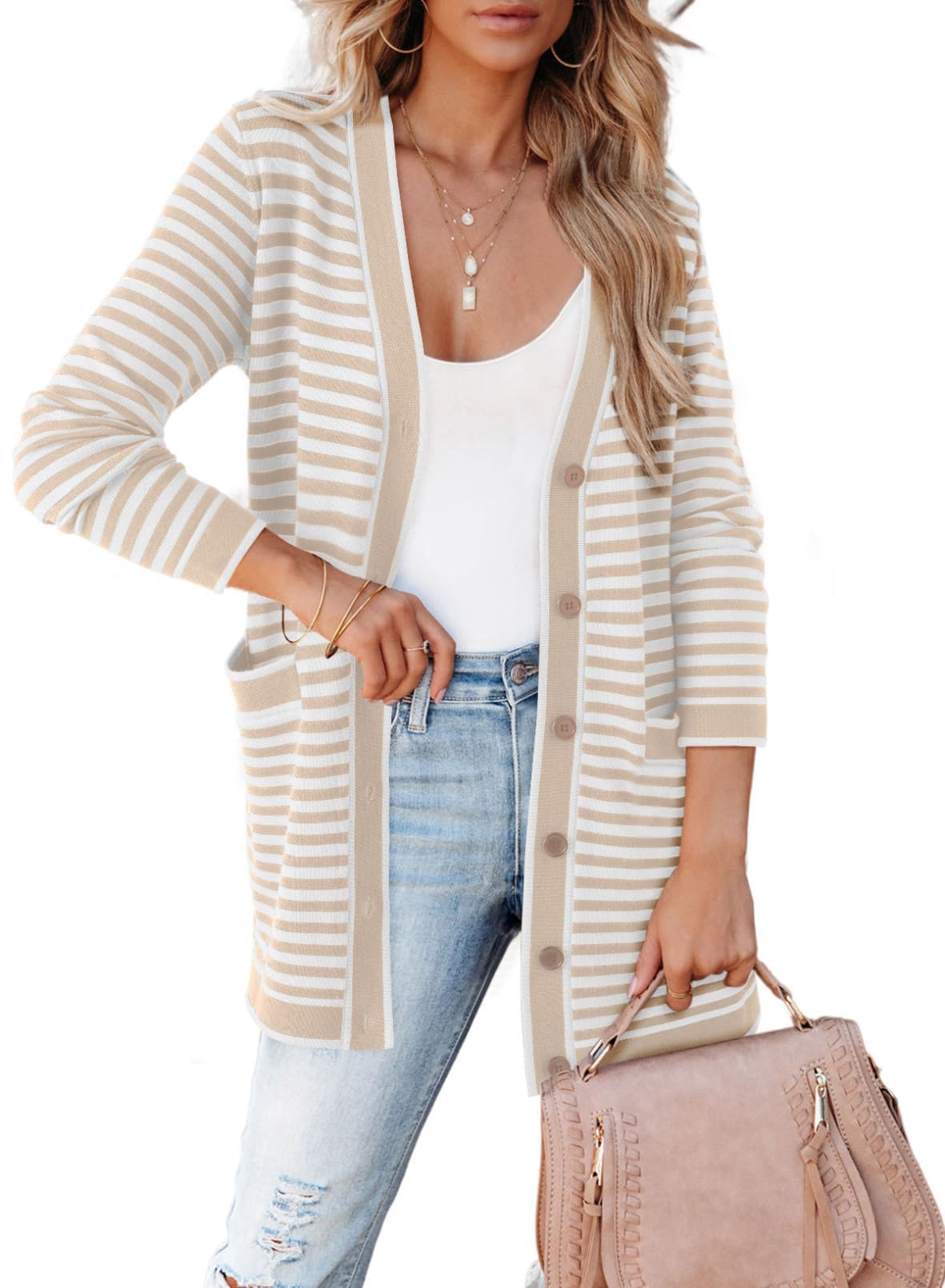 Cárdigan Dokotoo Lightweight Para Mujer, Talla Grande, Color Albaricoque - Venta Internacional.