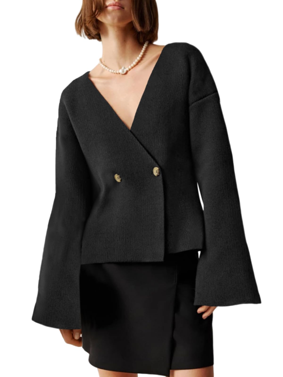 Suéter Tipo Cárdigan Saodimallsu Con Cuello En V Y Manga Larga Para Mujer - Venta Internacional.