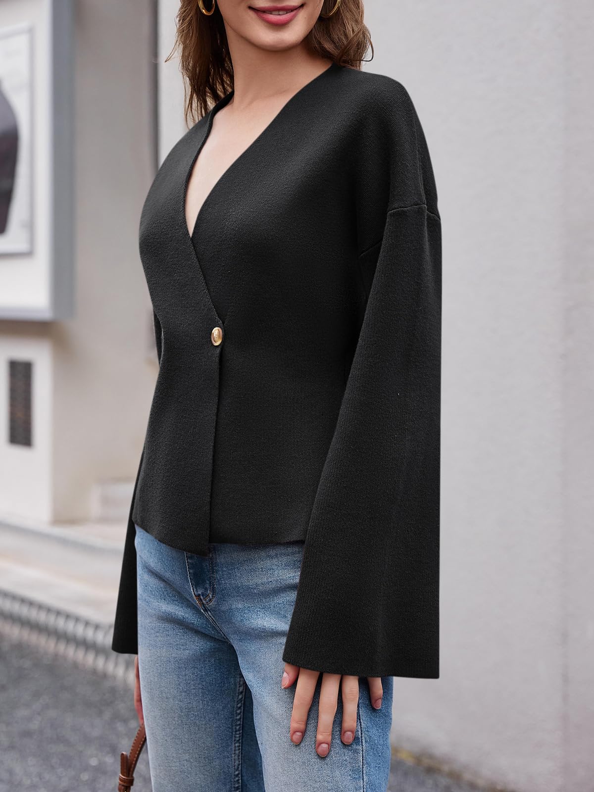 Foto 5 | Suéter Tipo Cárdigan Saodimallsu Con Cuello En V Y Manga Larga Para Mujer - Venta Internacional.