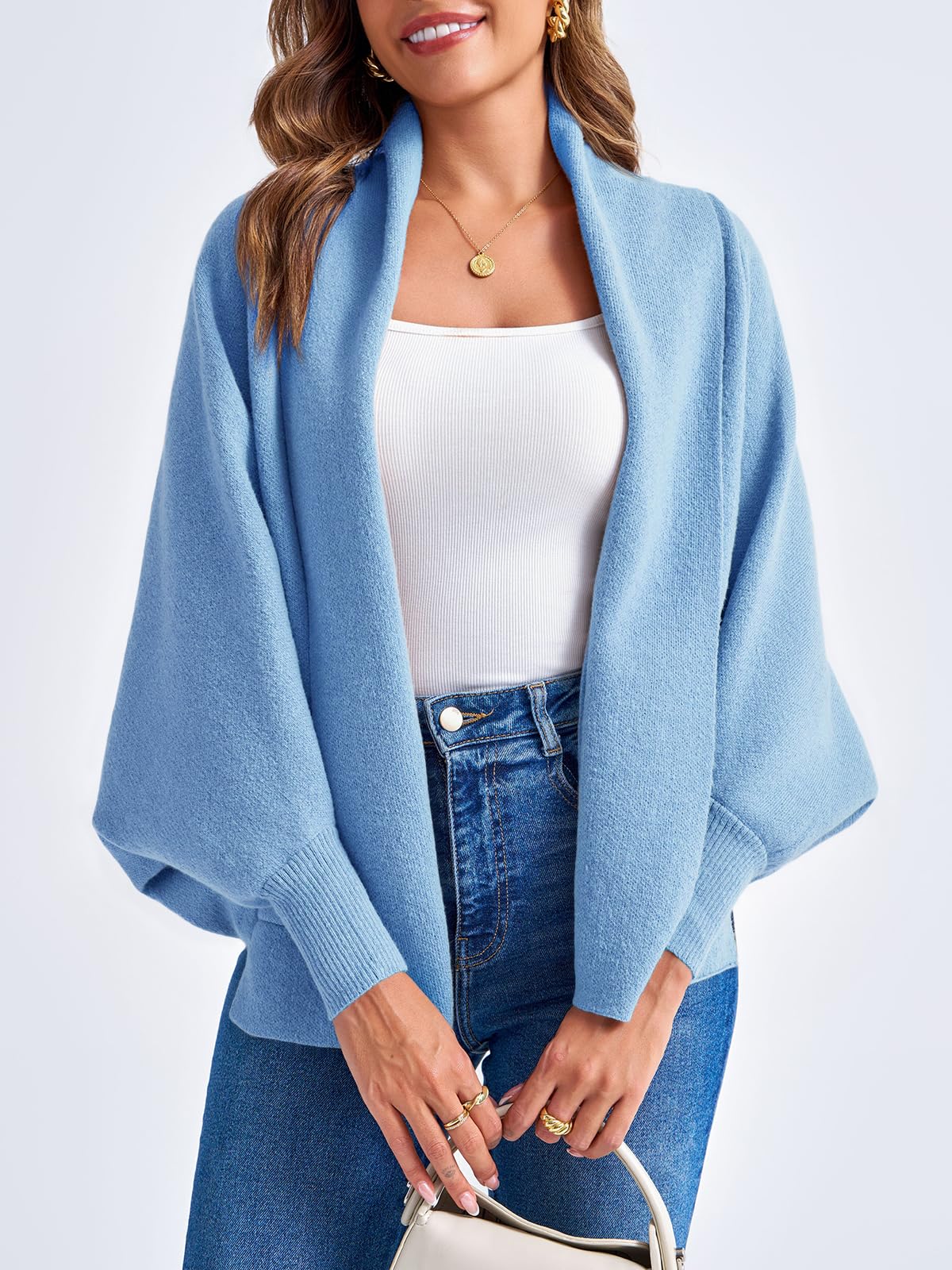 Foto 4 | Jersey Tipo Cárdigan Saodimallsu De Punto Grueso Con Parte Delantera Abierta Para Mujer - Venta Internacional.