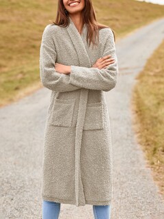 Foto 4 | Jersey Tipo Cárdigan Saodimallsu Para Mujer, Con Solapa Gruesa Y Borrosa, Color Caqui - Venta Internacional.