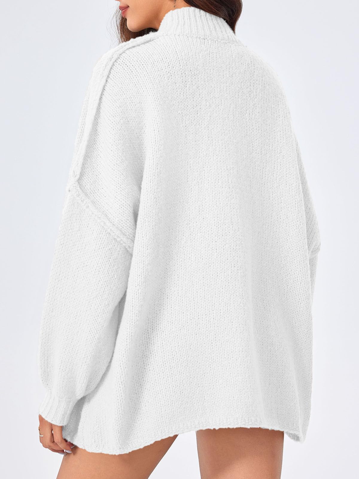 Foto 6 pulgar | Jersey Tipo Cárdigan Saodimallsu, De Punto Grueso, De Gran Tamaño, Blanco, Para Mujer - Venta Internacional.