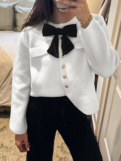 Foto 5 | Jersey Tipo Cárdigan Saodimallsu De Punto Blanco Corto Para Mujer - Venta Internacional.