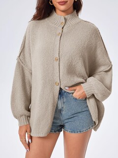 Foto 3 | Jersey Tipo Cárdigan Saodimallsu De Punto Extragrande Con Manga De Farol - Venta Internacional.