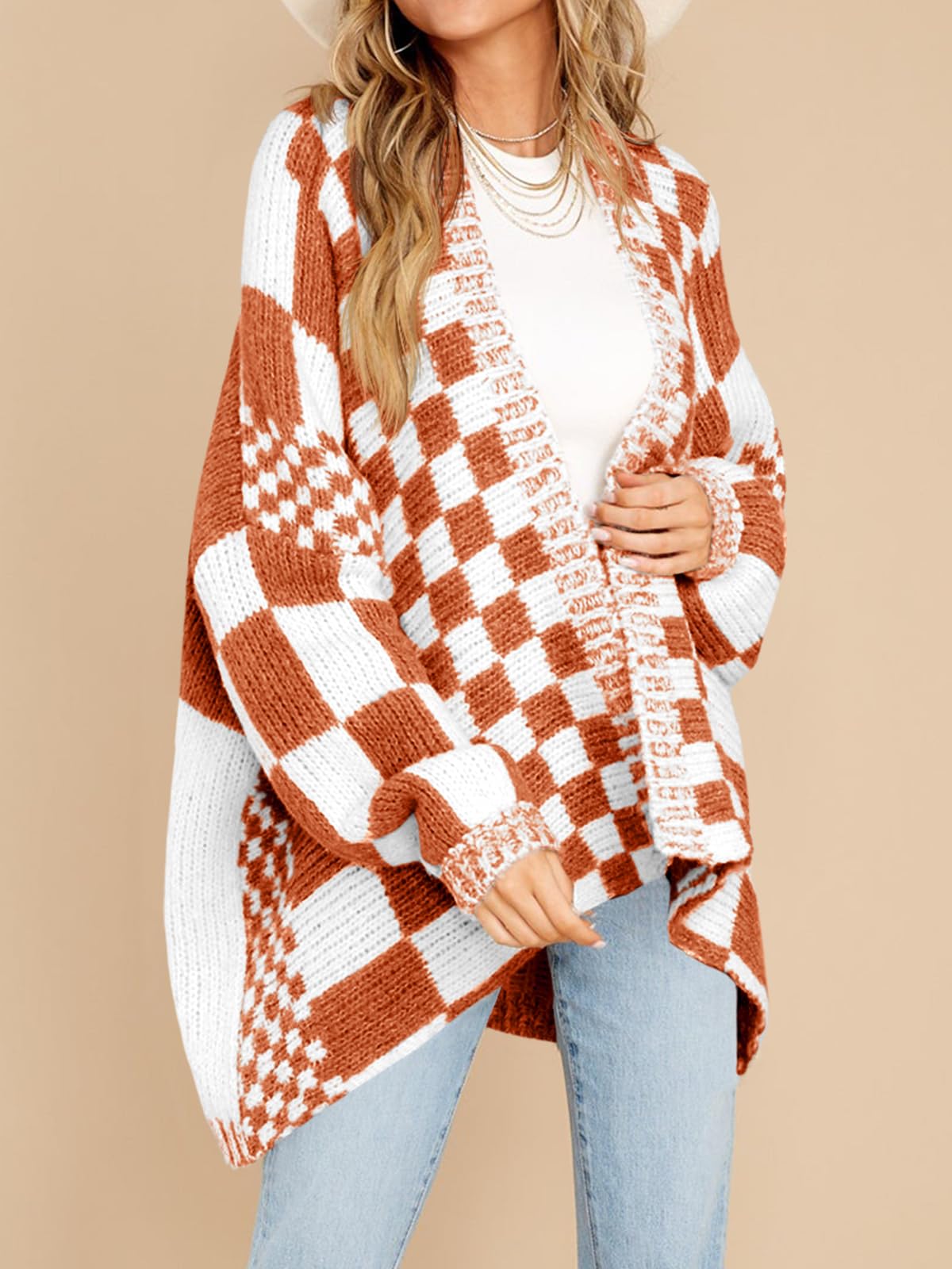 Foto 5 pulgar | Jersey Tipo Cárdigan Saodimallsu A Cuadros A Cuadros Para Mujer - Venta Internacional.