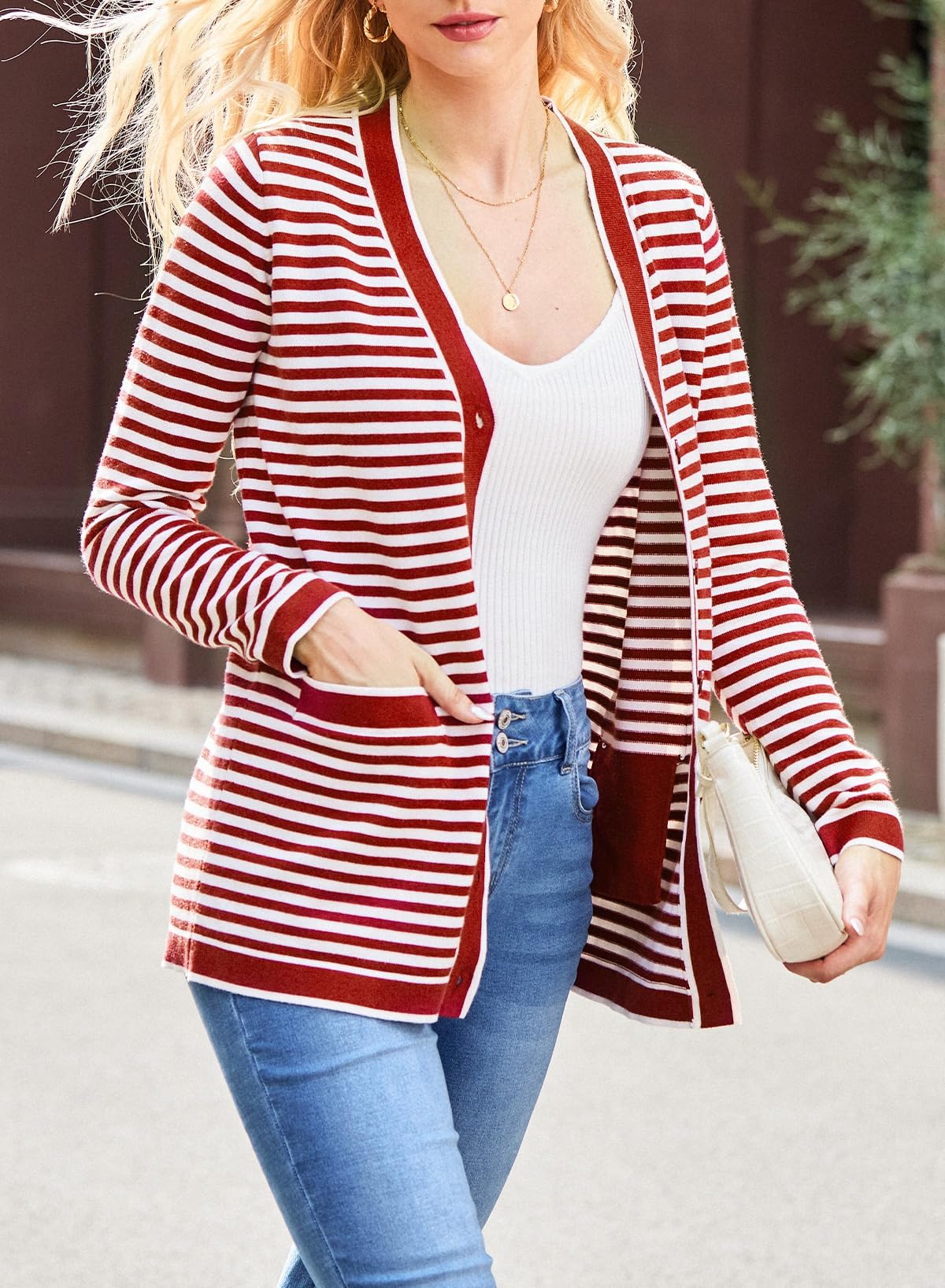 Foto 3 pulgar | Cárdigan Dokotoo Otoño 2024 Moda Para Mujer Rojo Xxl - Venta Internacional.