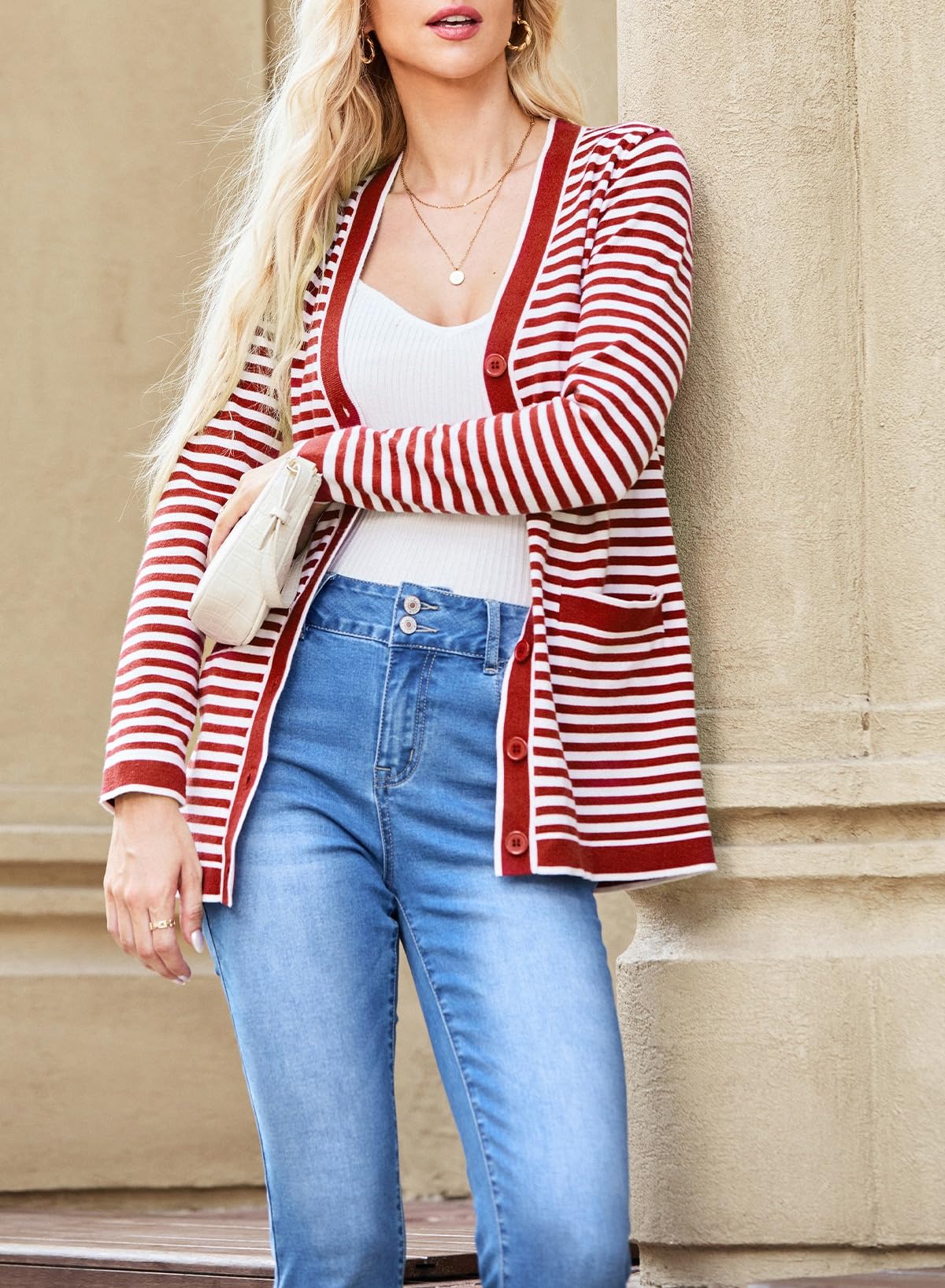 Foto 5 pulgar | Cárdigan Dokotoo Otoño 2024 Moda Para Mujer Rojo Xxl - Venta Internacional.