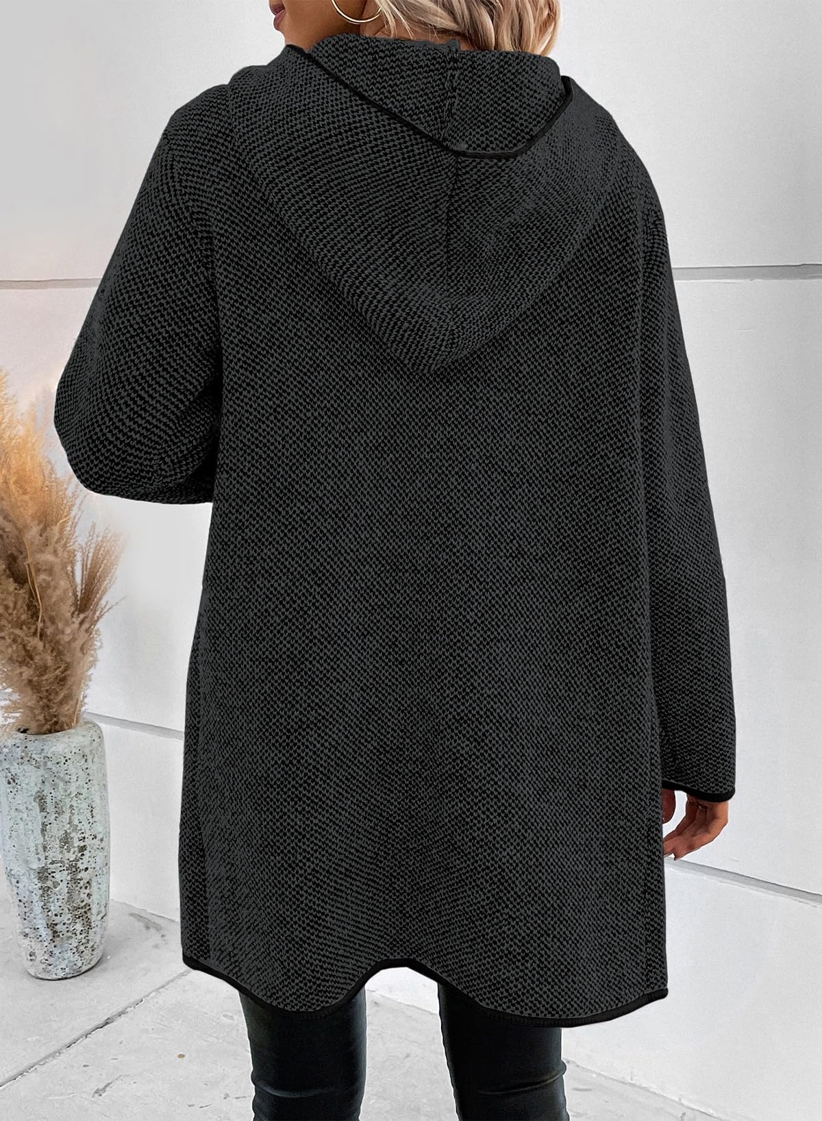 Foto 2 | Cárdigan Sidefeel 2024 Para Mujer, Manga Larga, Con Capucha, Color Gris - Venta Internacional.