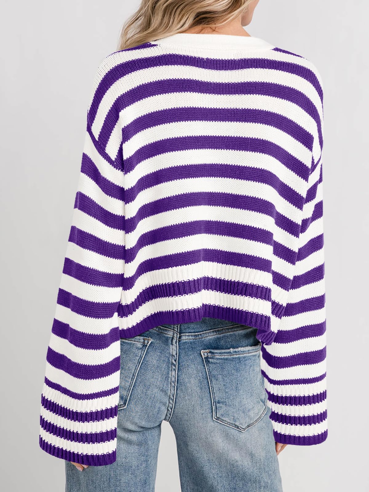 Foto 6 pulgar | Jersey Tipo Cárdigan Saodimallsu De Punto A Rayas Con Bolsillos Para Mujer - Venta Internacional.