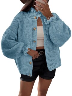 Foto 1 | Cárdigan Saodimallsu Con Volantes Extragrandes Y Botones Para Mujer - Venta Internacional.