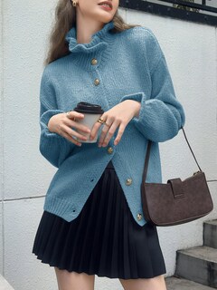 Foto 4 | Cárdigan Saodimallsu Con Volantes Extragrandes Y Botones Para Mujer - Venta Internacional.