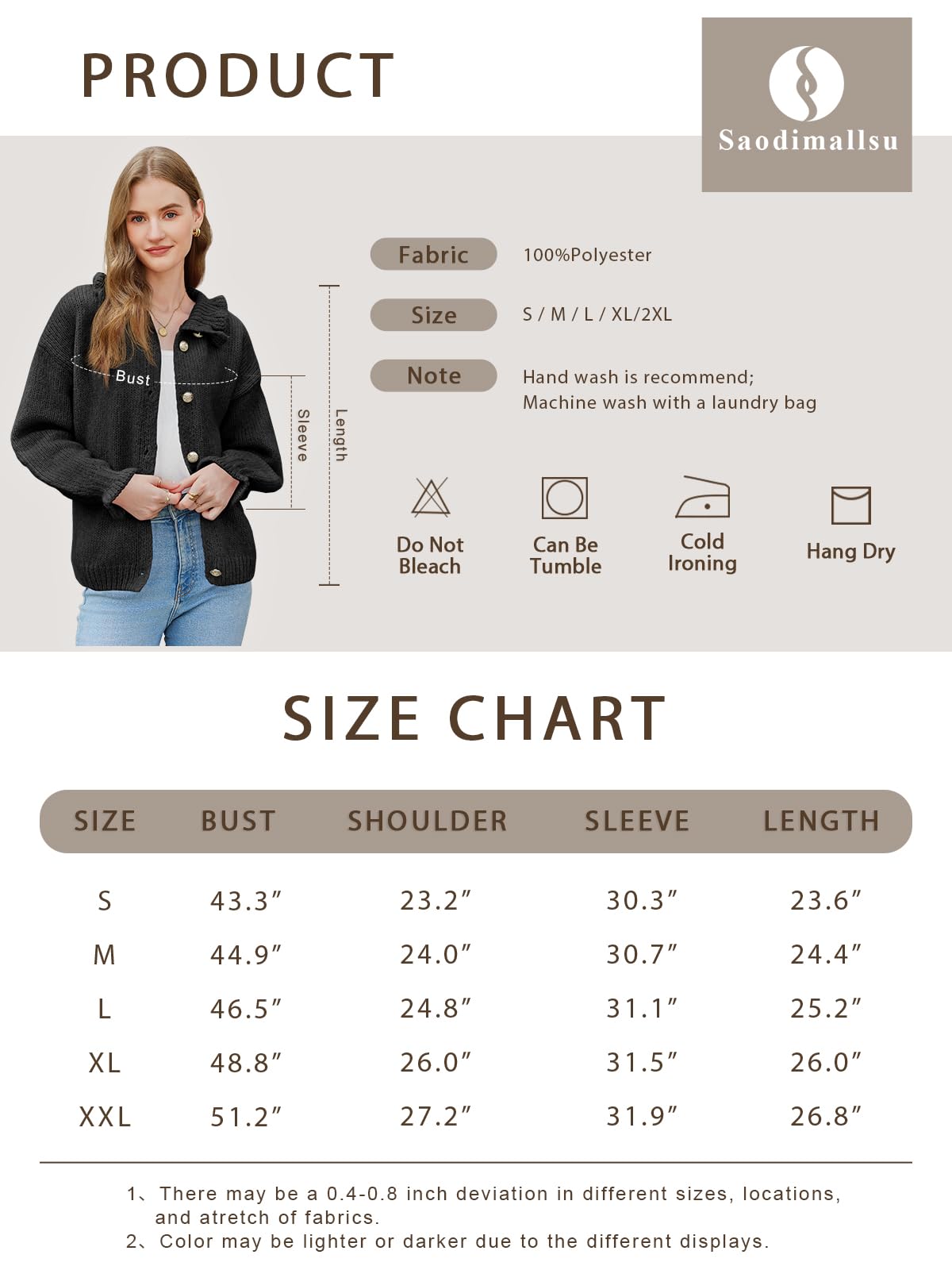 Foto 7 pulgar | Cárdigan Saodimallsu Con Volantes Extragrandes Y Botones Para Mujer - Venta Internacional.