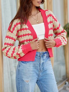 Foto 3 | Jersey Tipo Cárdigan Saodimallsu Con Corte En La Parte Delantera Abierta Para Mujer - Venta Internacional.