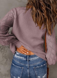 Foto 3 | Jersey Elegante Para Mujer Con Cuello En V, Clásico, Tejido Trenzado, Morado, Xxl - Venta Internacional.