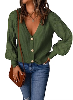 Foto 1 | Cárdigan Astylish Para Mujer, Tejido Con Mangas De Farol En La Parte Delantera Abierta - Venta Internacional.