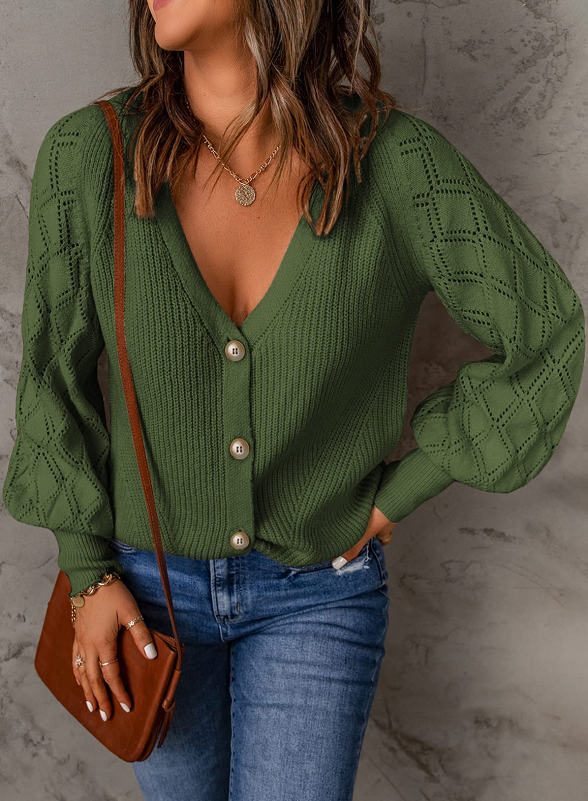 Foto 4 | Cárdigan Astylish Para Mujer, Tejido Con Mangas De Farol En La Parte Delantera Abierta - Venta Internacional.