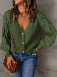 Foto 4 | Cárdigan Astylish Para Mujer, Tejido Con Mangas De Farol En La Parte Delantera Abierta - Venta Internacional.