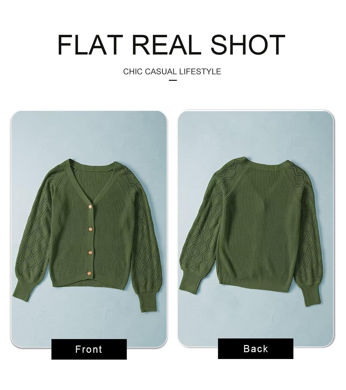 Foto 5 | Cárdigan Astylish Para Mujer, Tejido Con Mangas De Farol En La Parte Delantera Abierta - Venta Internacional.