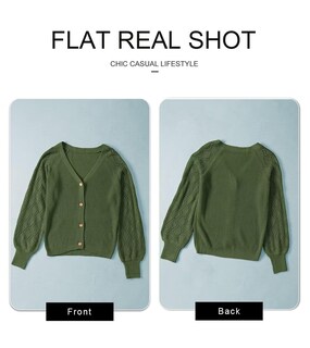 Foto 5 | Cárdigan Astylish Para Mujer, Tejido Con Mangas De Farol En La Parte Delantera Abierta - Venta Internacional.