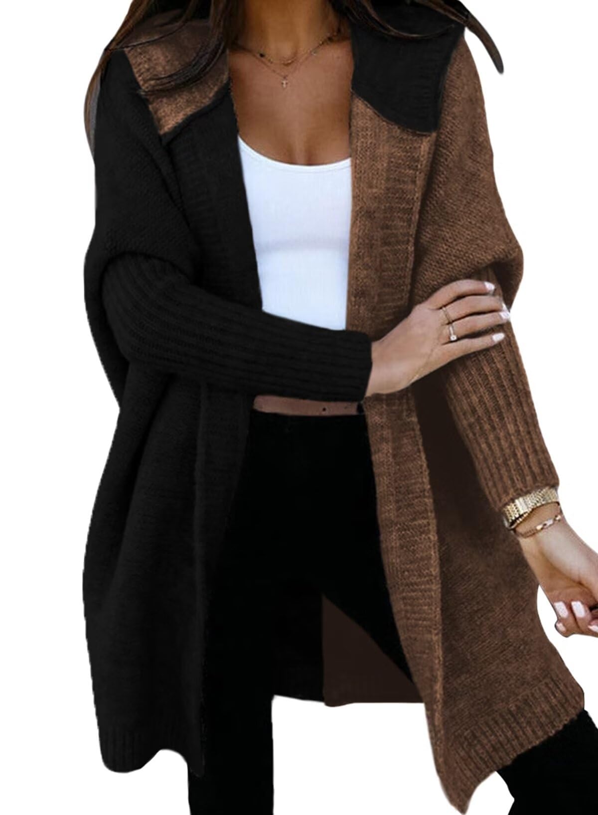 Foto 1 | Suéter Tipo Cárdigan Astylish Boyfriend Para Mujer, Color Block Black - Venta Internacional.