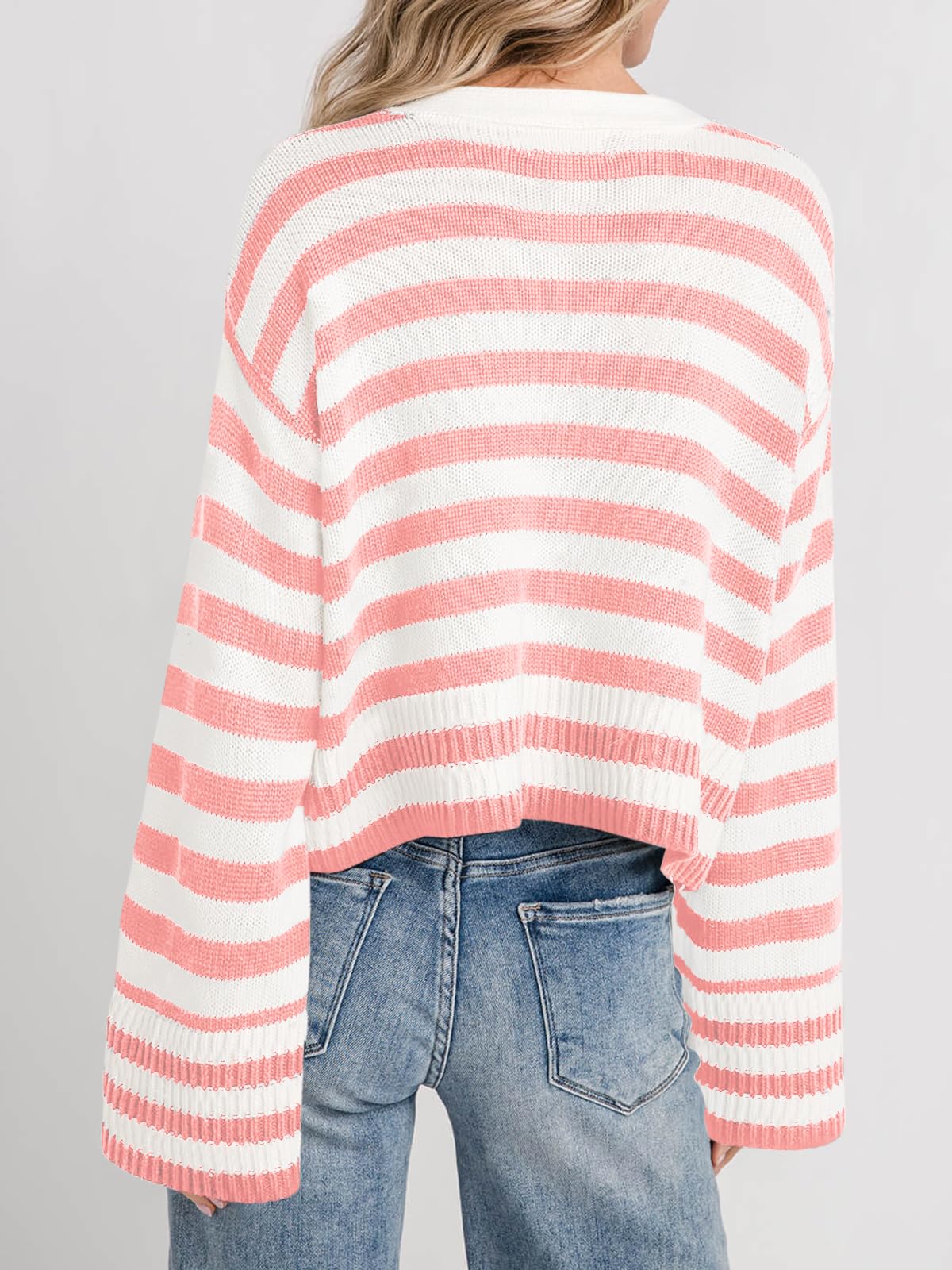 Foto 5 | Jersey Tipo Cárdigan Saodimallsu A Rayas Para Mujer Rosa - Venta Internacional.