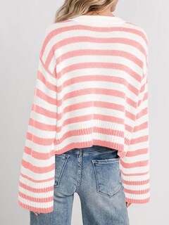 Foto 5 | Jersey Tipo Cárdigan Saodimallsu A Rayas Para Mujer Rosa - Venta Internacional.