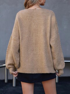 Foto 5 | Jersey Tipo Cárdigan Saodimallsu Para Mujer Con Lazo En La Parte Delantera Y Manga Abullonada - Venta Internacional.