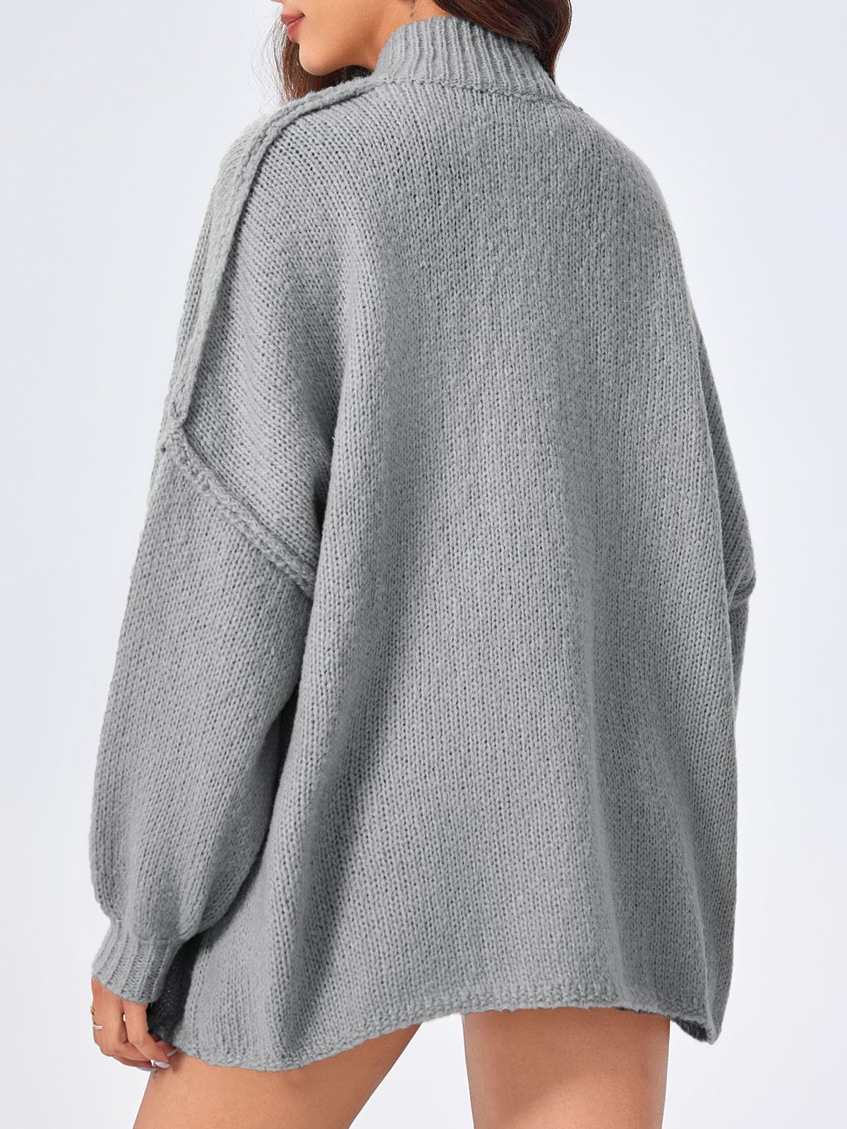 Foto 6 pulgar | Jersey Tipo Cárdigan Saodimallsu De Punto Grueso De Gran Tamaño Gris Para Mujer - Venta Internacional.