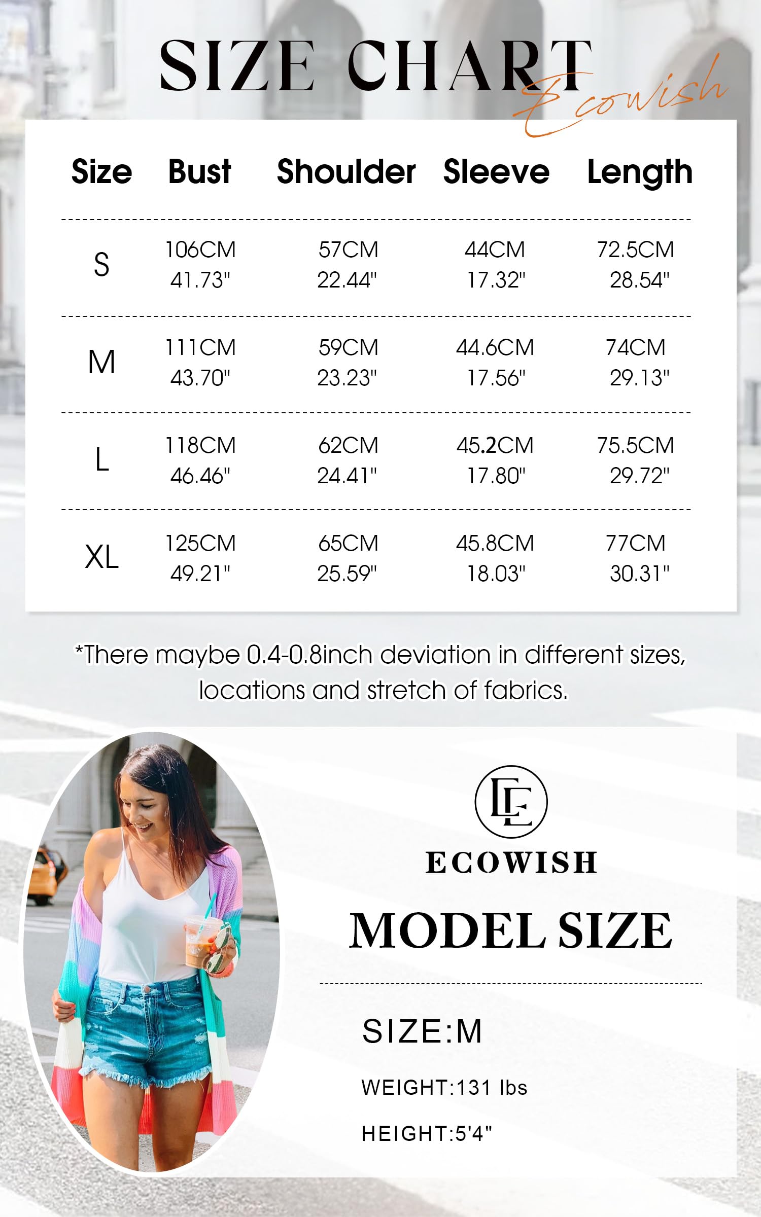 Foto 5 pulgar | Suéteres Tipo Cárdigan Ecowish Para Mujer, Ligeros, Multicolores - Venta Internacional.