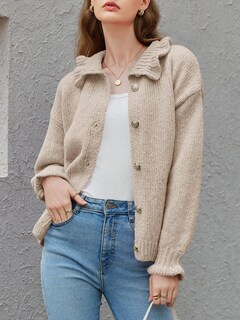 Foto 3 | Cárdigan Saodimallsu De Punto Con Volantes Y Botones Para Mujer - Venta Internacional.