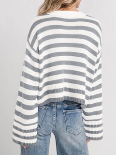 Foto 5 | Jersey Tipo Cárdigan Saodimallsu A Rayas Para Mujer Gris - Venta Internacional.