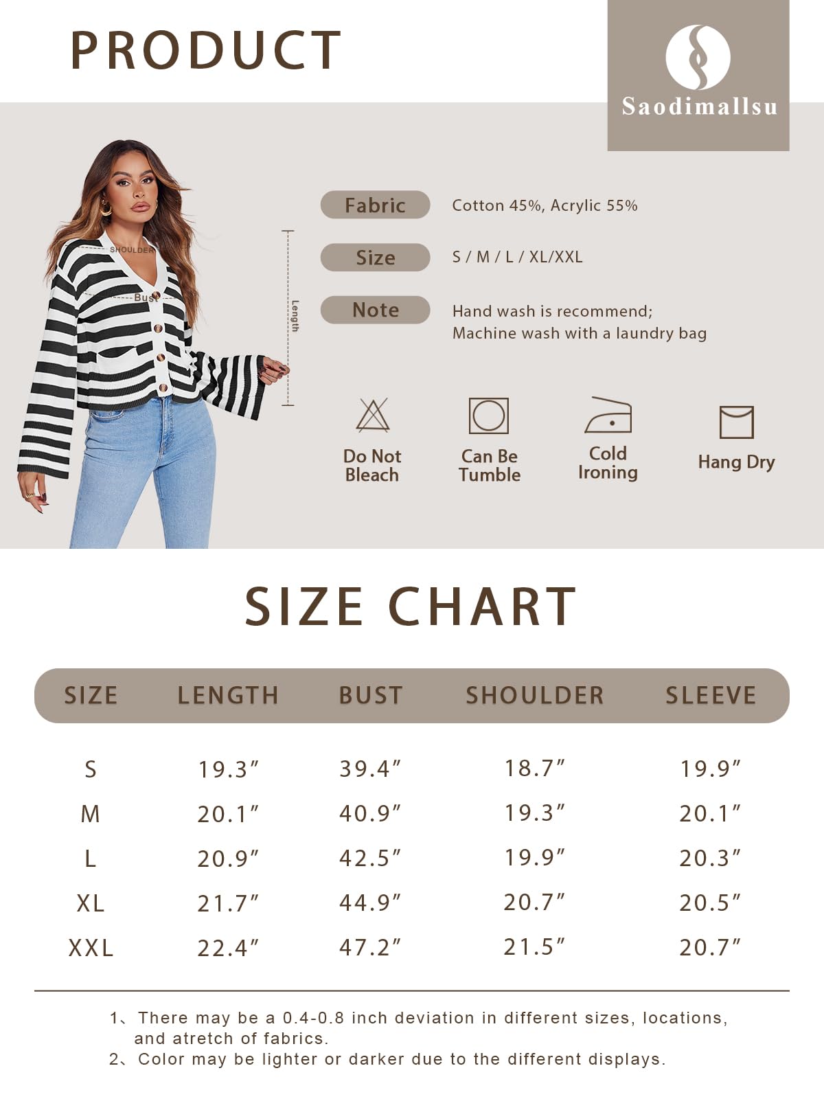 Foto 7 pulgar | Jersey Tipo Cárdigan Saodimallsu A Rayas Para Mujer Gris - Venta Internacional.