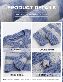 Foto 5 | Jersey Tipo Cárdigan Uaneo A Rayas Con Botones, Azul, Para Mujer - Venta Internacional.