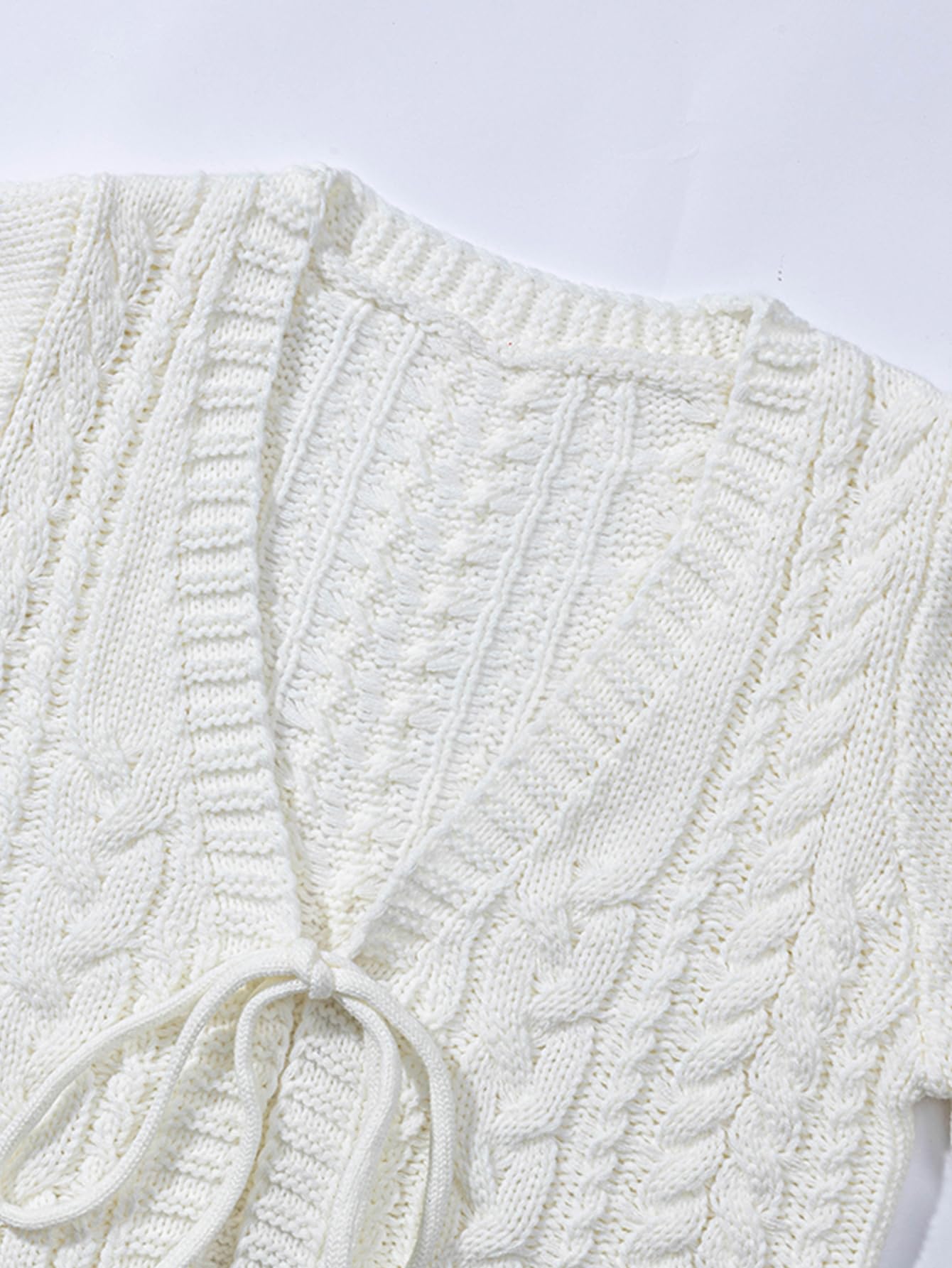 Foto 5 pulgar | Jersey Tipo Cárdigan Soly Hux Para Mujer, Anudado En La Parte Delantera Con Cuello En V, Color Beige - Venta Interna