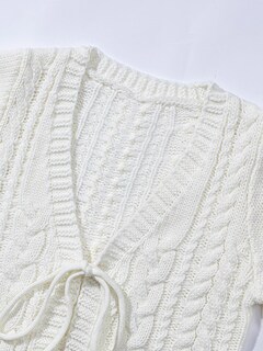Foto 4 | Jersey Tipo Cárdigan Soly Hux Para Mujer, Anudado En La Parte Delantera Con Cuello En V, Color Beige - Venta Interna