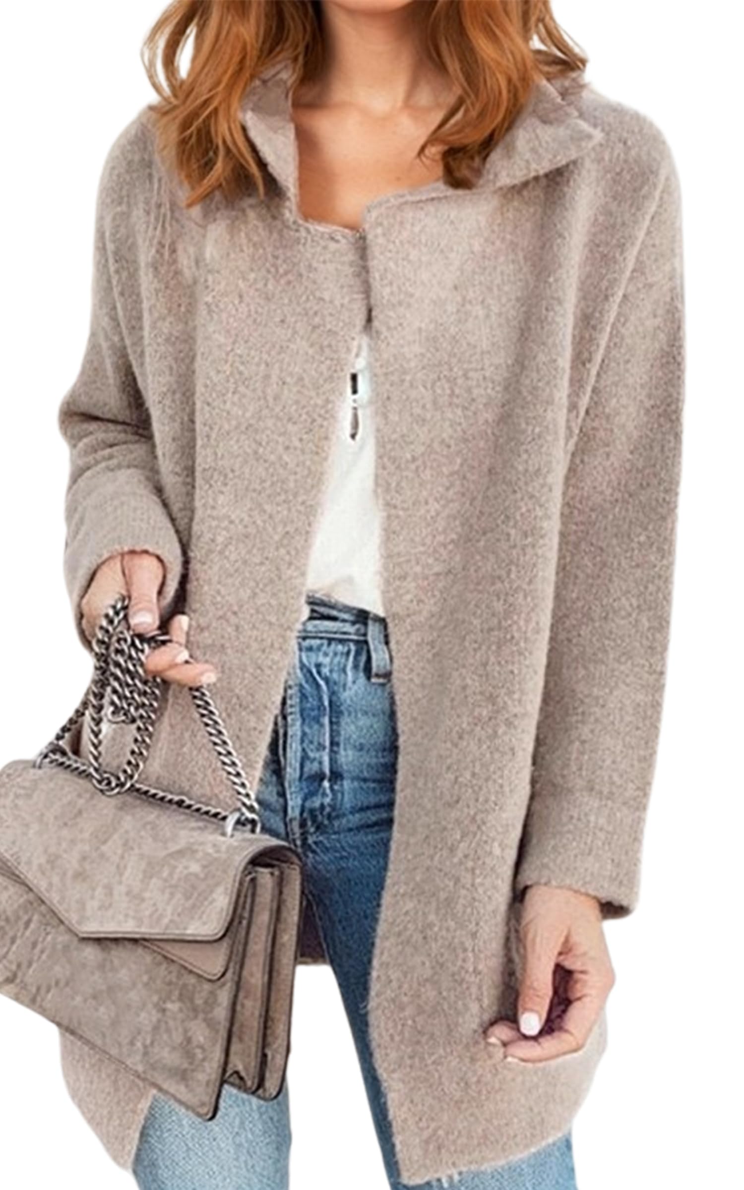 Foto 2 pulgar | Jersey De Punto Ecowish Para Mujer, Otoño-invierno, Color Camel, Talla M - Venta Internacional.