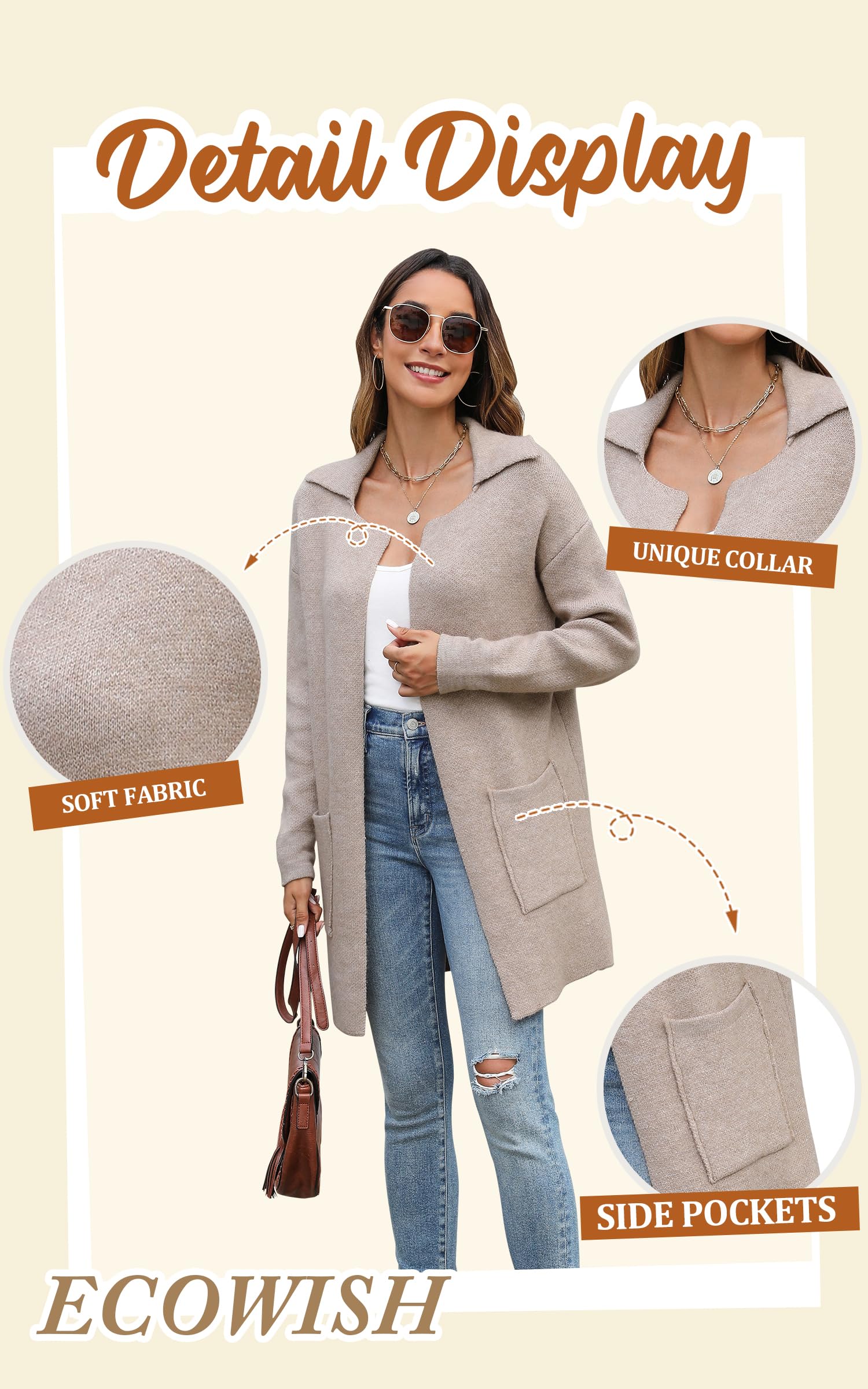 Foto 6 pulgar | Jersey De Punto Ecowish Para Mujer, Otoño-invierno, Color Camel, Talla M - Venta Internacional.