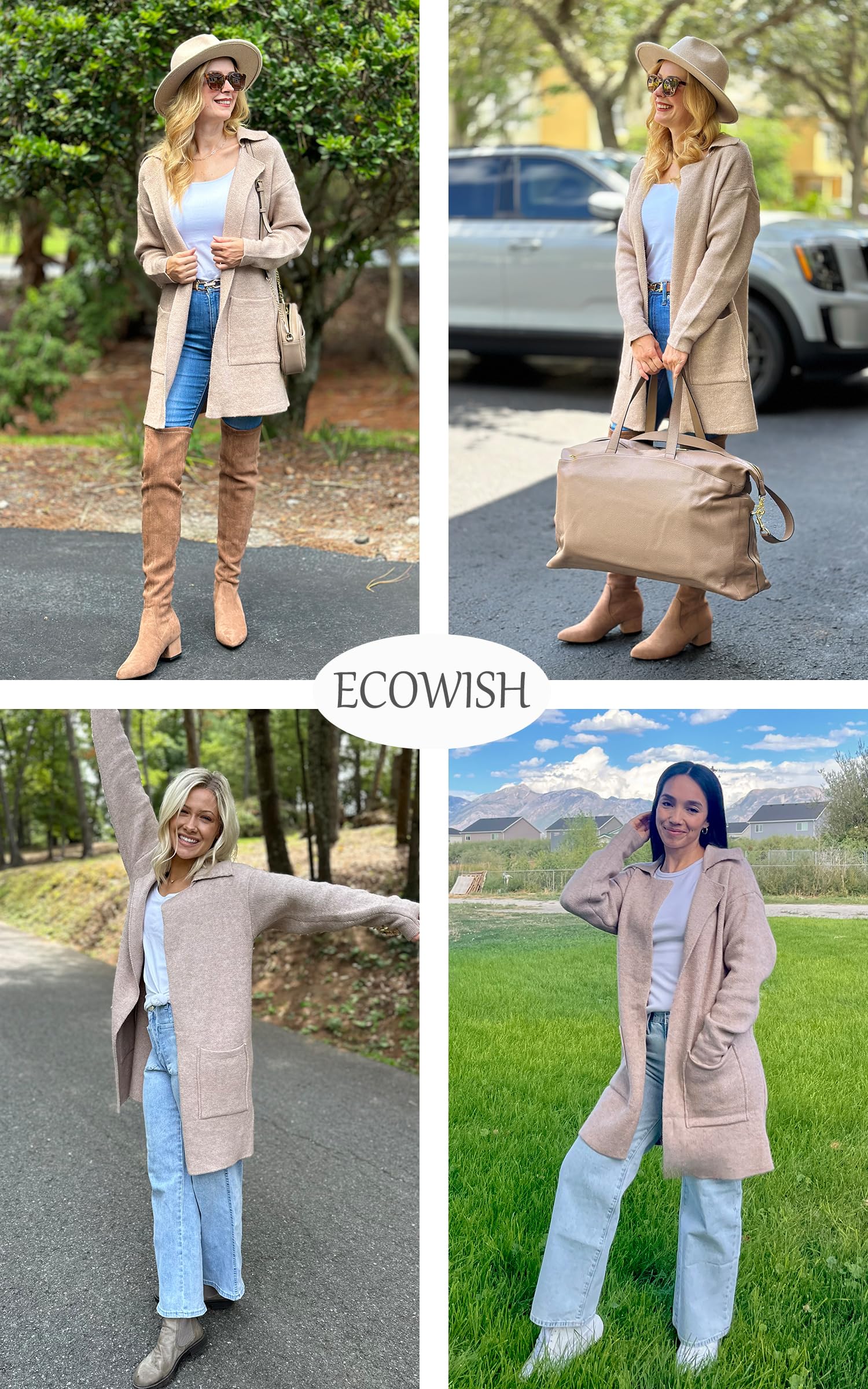 Foto 8 pulgar | Jersey De Punto Ecowish Para Mujer, Otoño-invierno, Color Camel, Talla M - Venta Internacional.