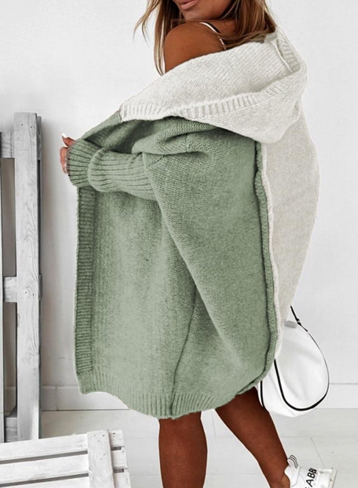 Foto 4 pulgar | Cárdigan Astylish Para Mujer Con Capucha, Color Verde Bloque, Talla L - Venta Internacional.