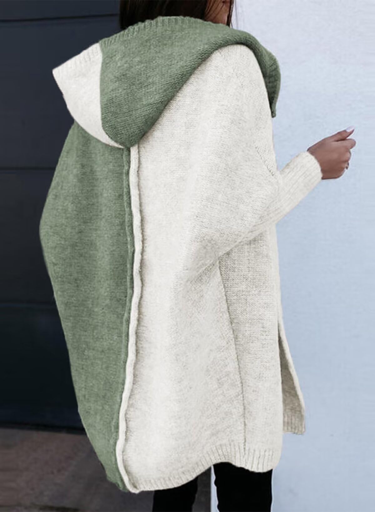 Foto 5 pulgar | Cárdigan Astylish Para Mujer Con Capucha, Color Verde Bloque, Talla L - Venta Internacional.