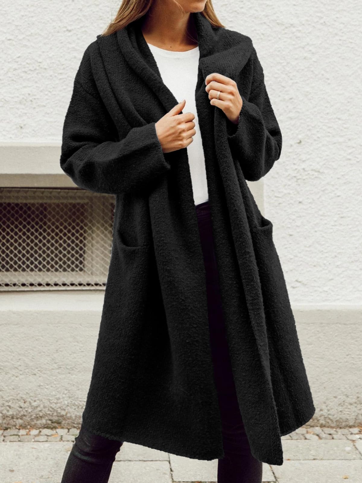 Foto 3 pulgar | Cárdigan Saodimallsu Para Mujer, Extragrande, Con Capucha, Largo, Negro - Venta Internacional.