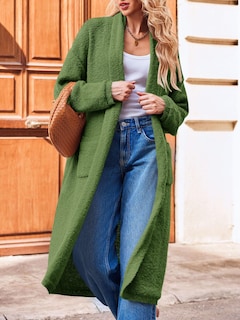 Foto 2 | Jersey Tipo Cárdigan Saodimallsu Para Mujer, Grueso Y Borroso, Con Solapa, Verde - Venta Internacional.