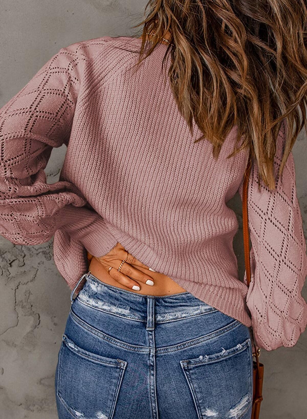 Foto 4 pulgar | Jersey Elegante Para Mujer Con Cuello En V, Clásico, Tejido Trenzado, Rosa Xxl - Venta Internacional.