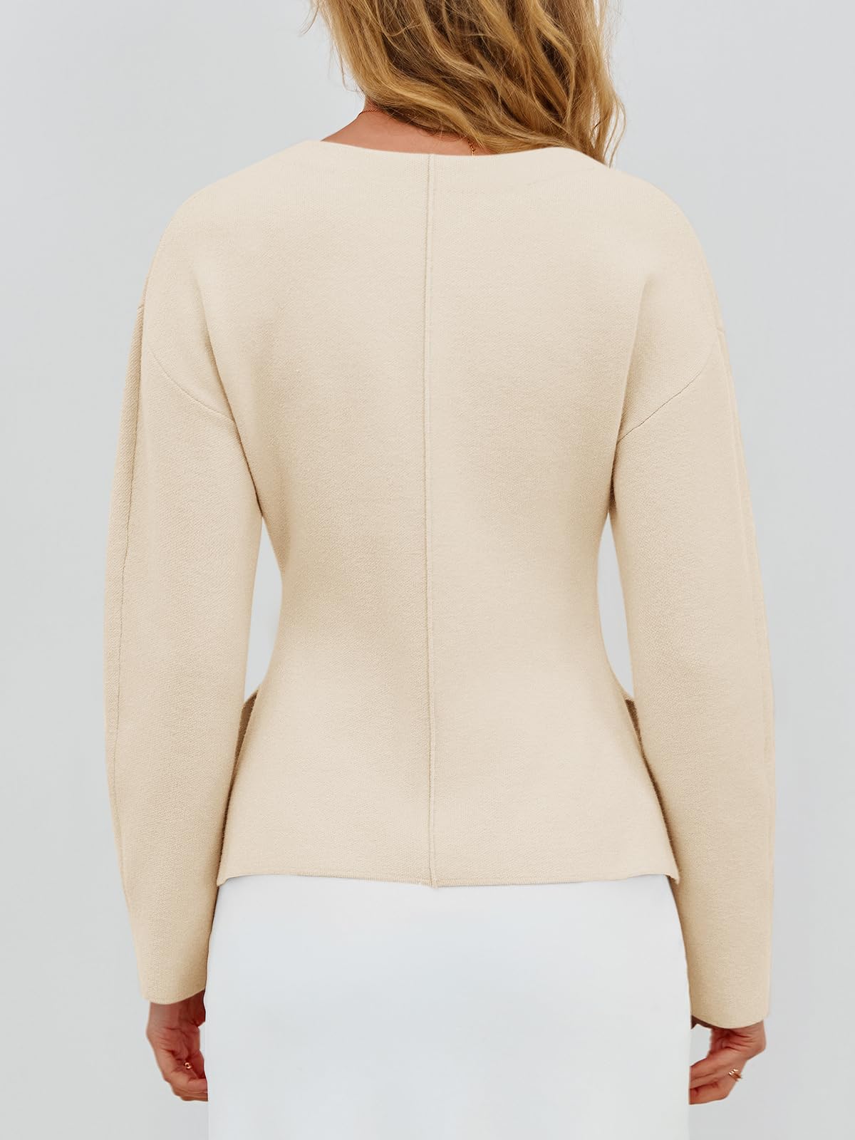 Foto 6 | Jersey Tipo Cárdigan Saodimallsu Con Cuello En V, Punto Peplum, Parte Delantera Abierta - Venta Internacional.