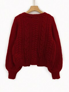 Foto 2 | Jersey Tipo Cárdigan Soly Hux Para Mujer, Cuello En V, Tejido Burdeos - Venta Internacional.