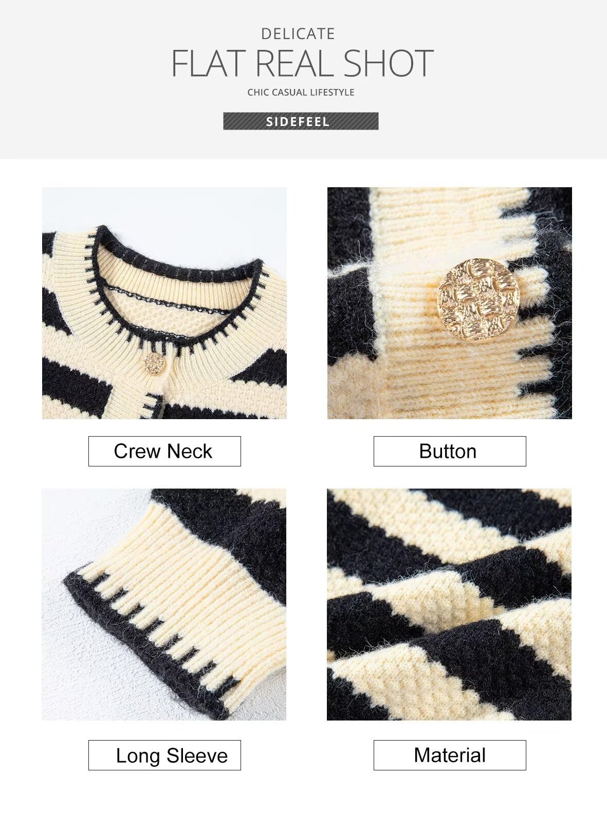 Foto 6 pulgar | Suéter Tipo Cárdigan Con Tacto Lateral A Rayas En La Parte Delantera, Marrón, Para Mujer - Venta Internacional.