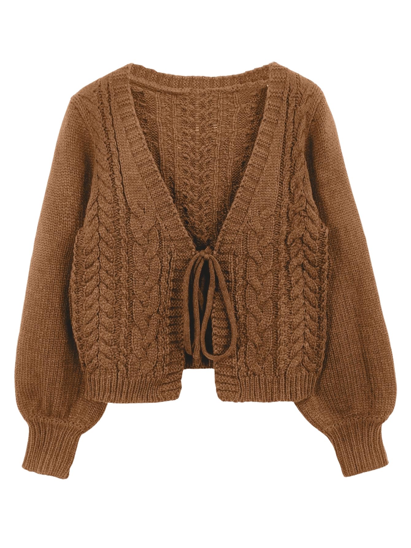 Foto 2 pulgar | Jersey Tipo Cárdigan Soly Hux Para Mujer, Cuello En V, Tejido Marrón - Venta Internacional.