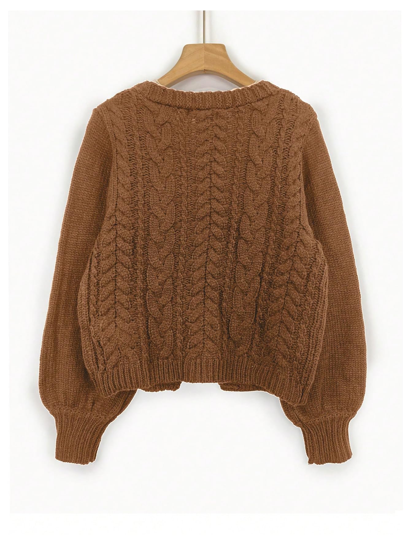 Foto 3 pulgar | Jersey Tipo Cárdigan Soly Hux Para Mujer, Cuello En V, Tejido Marrón - Venta Internacional.